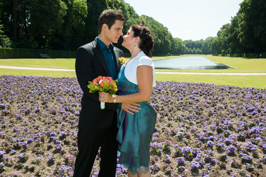 Hochzeitsfotos im Park von Schloss Benrath, Düsseldorf